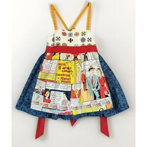 Matilda Jane Platinum Lets Get Sewing Comics Ellie Halter Top Sz 8 #7/8 Blue